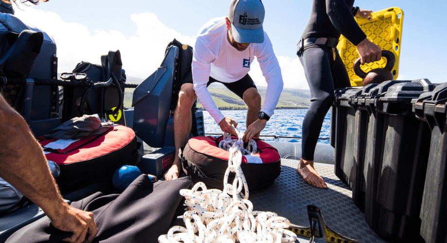 Freediving student practicing line skills