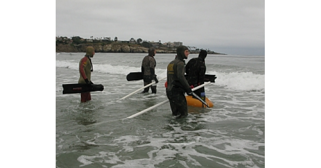 two divers under water