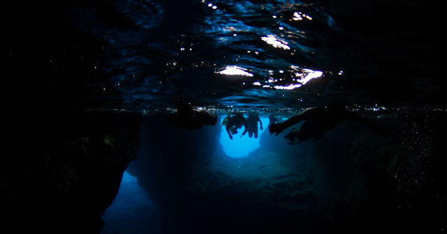 two divers under water