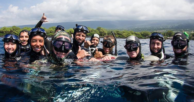 two divers under water